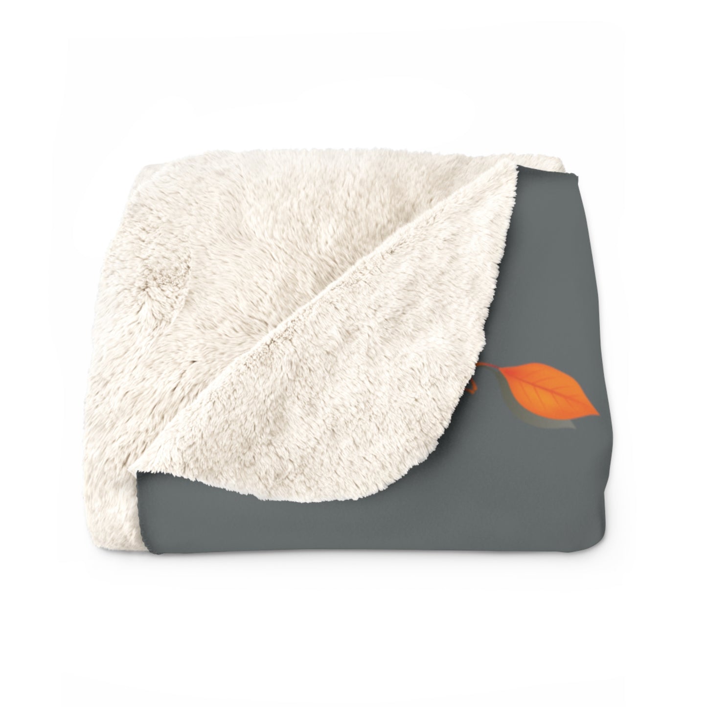 GA Ludo Leaves and Pumpkin, Sherpa Fleece Blanket dark grey