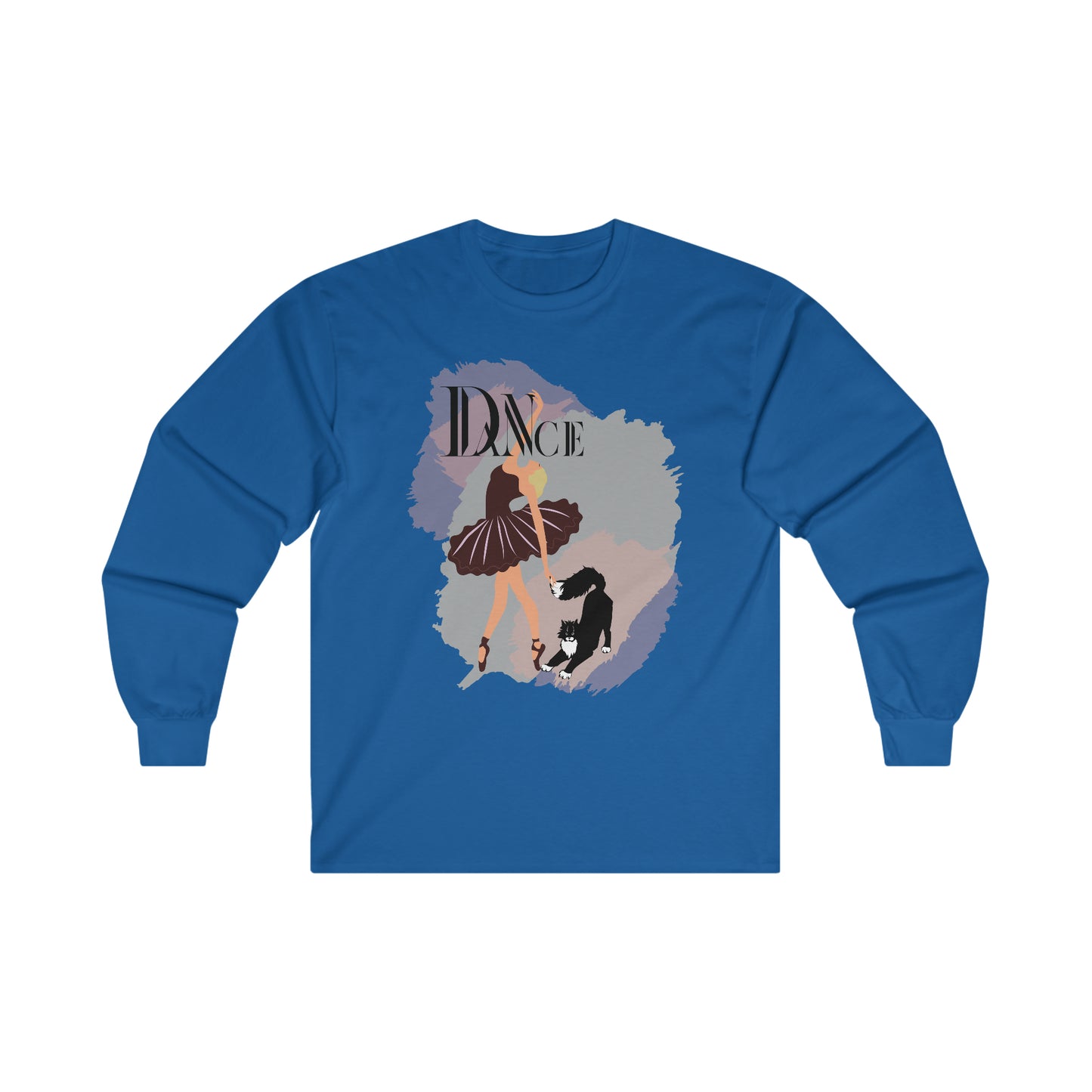 GA Elegant Ballerina and Charming Cat Cotton Long Sleeve Tee - A Dance of Style and Comfort