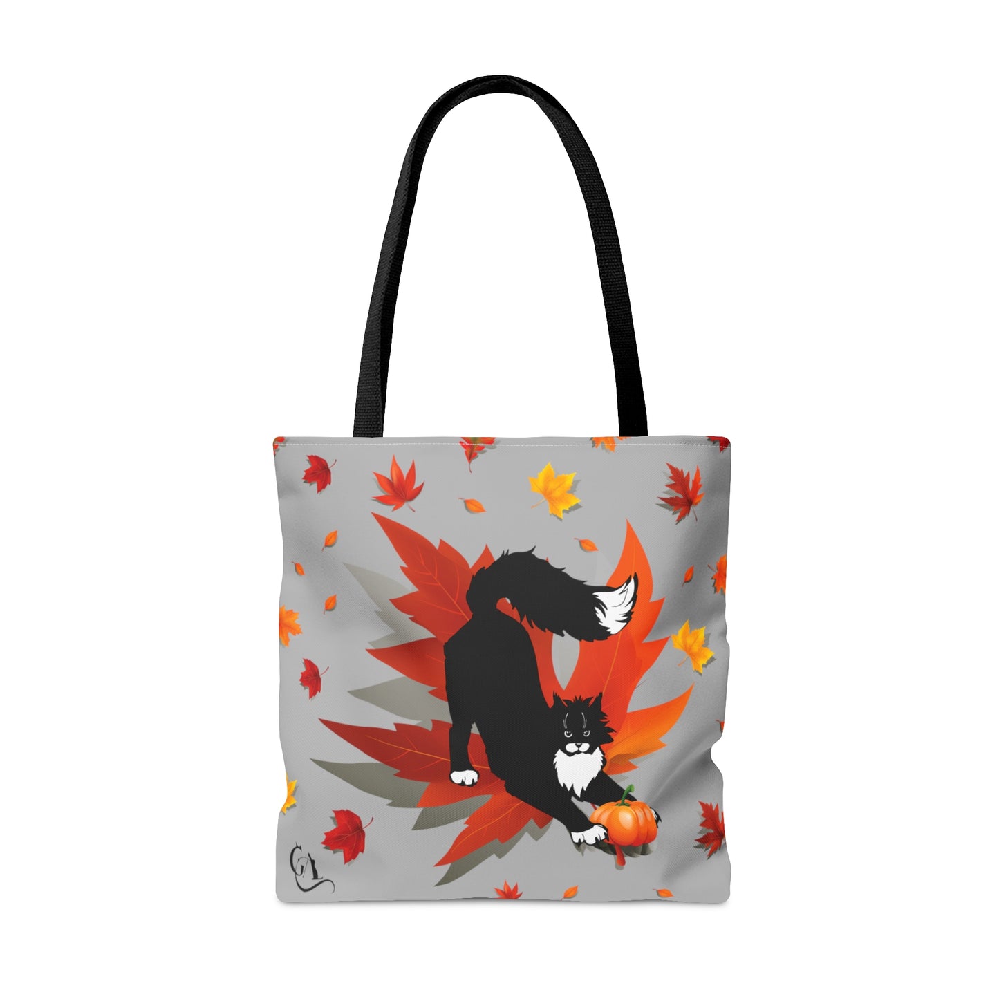 GA Cat Ludo Leaves and Pumpkin`s - Tote Bag grey