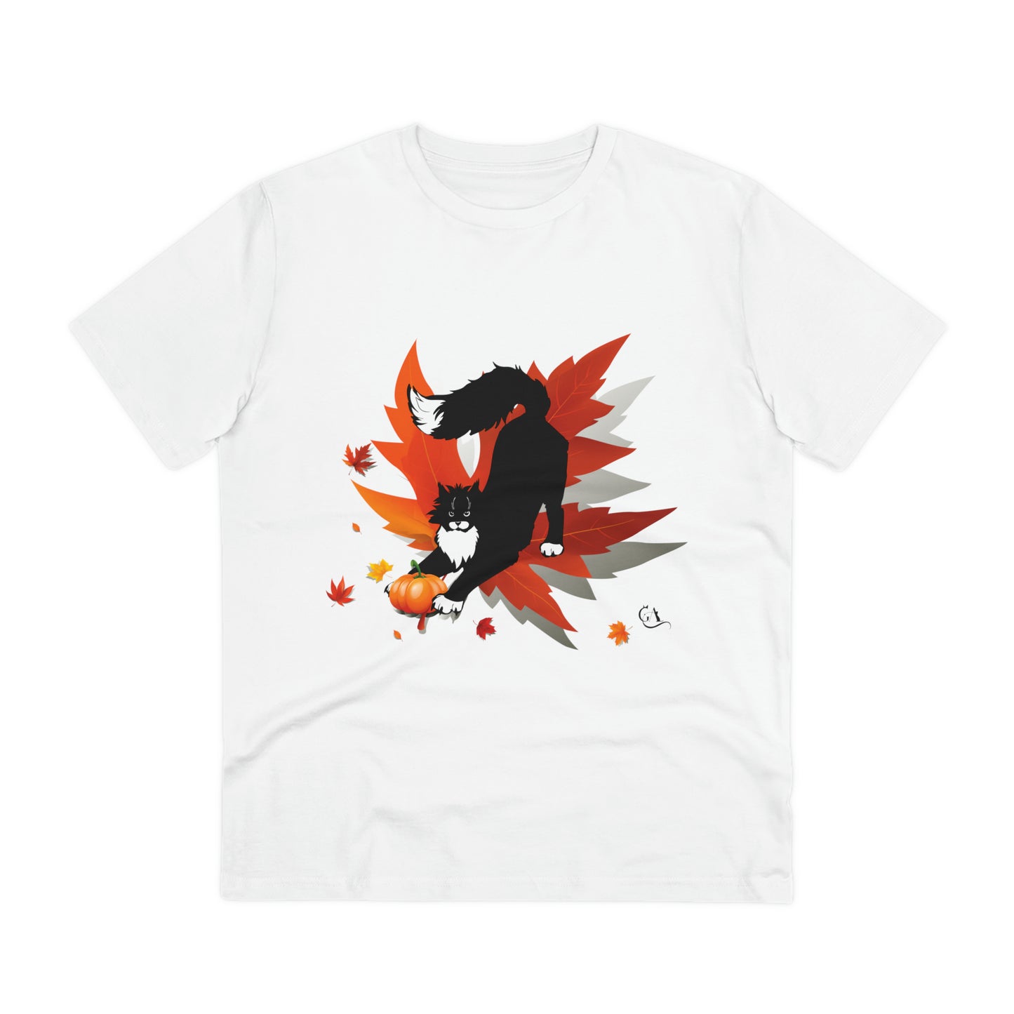 GA Cat Ludo Leaves and Pumpkins, T-shirt Organica - Unisex