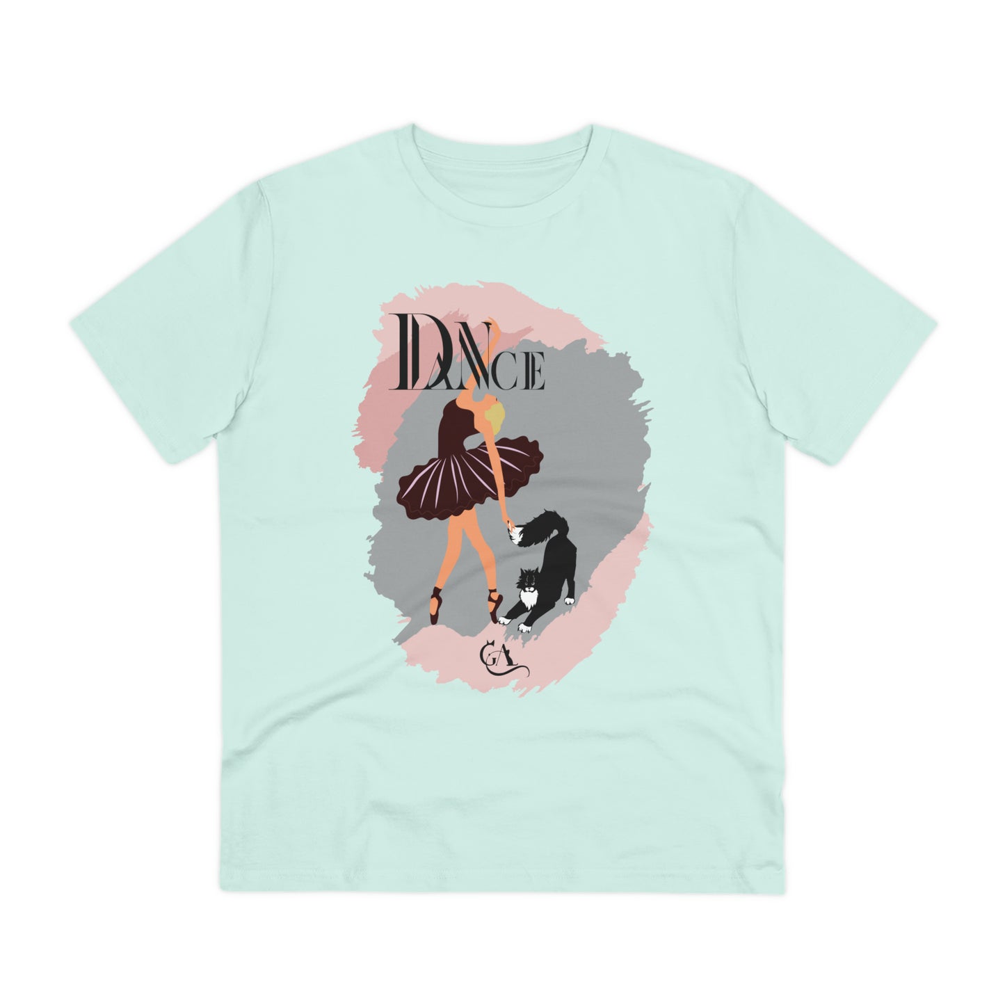 GA Elegant Ballerina and Charming Cat 100% organic  t-shirt - unisex.- A Dance of Style and Comfort