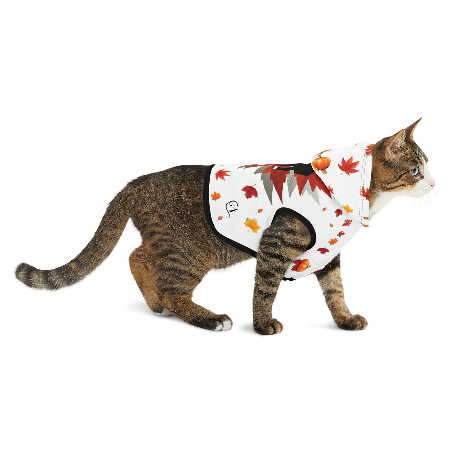 GA Ludo Leaves and Pumpkins, Pet Hoodie (White)