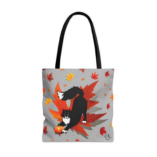 GA Cat Ludo Leaves and Pumpkin`s - Tote Bag grey