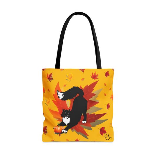 GA Cat Ludo Leaves and Pumpkin - Tote Bag