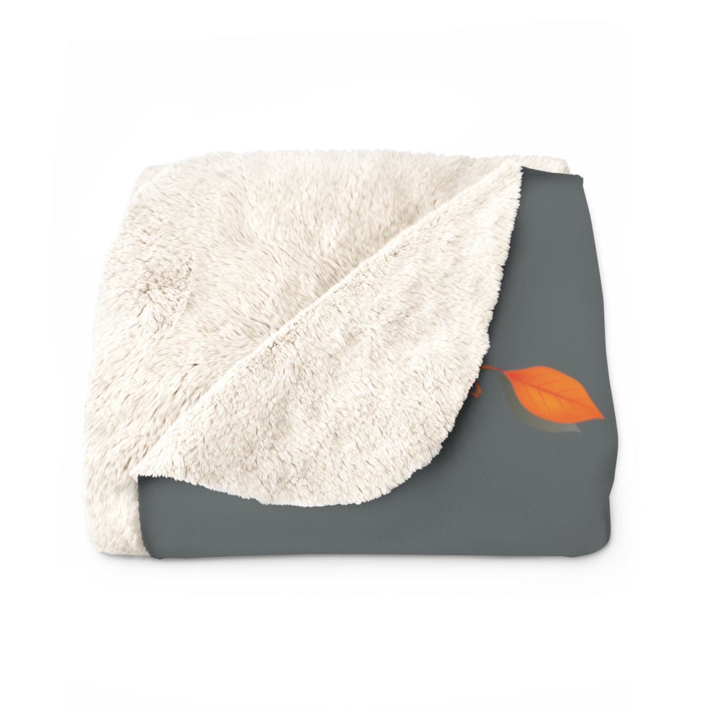 GA Ludo Leaves and Pumpkin,  Sherpa Fleece Blanket dark grey