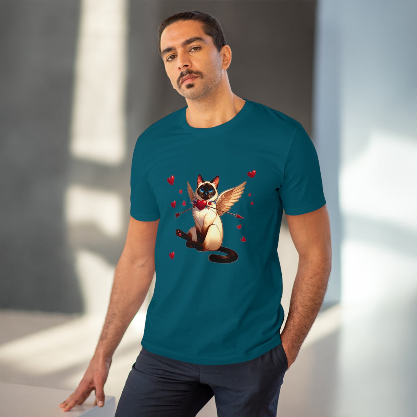 GA Cat Cupid Valentine, Organic T-shirt - Unisex