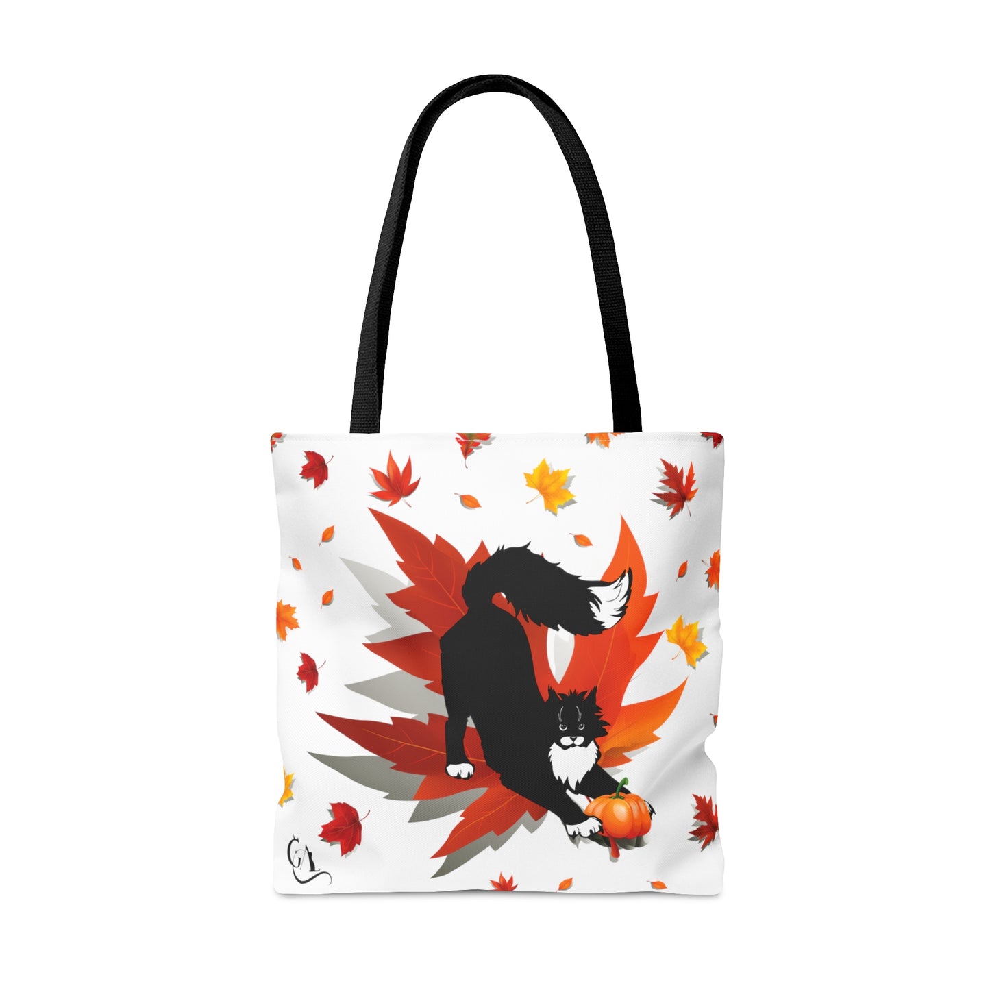 GA Cat Ludo Leaves and Pumpkins - Tote Bag white