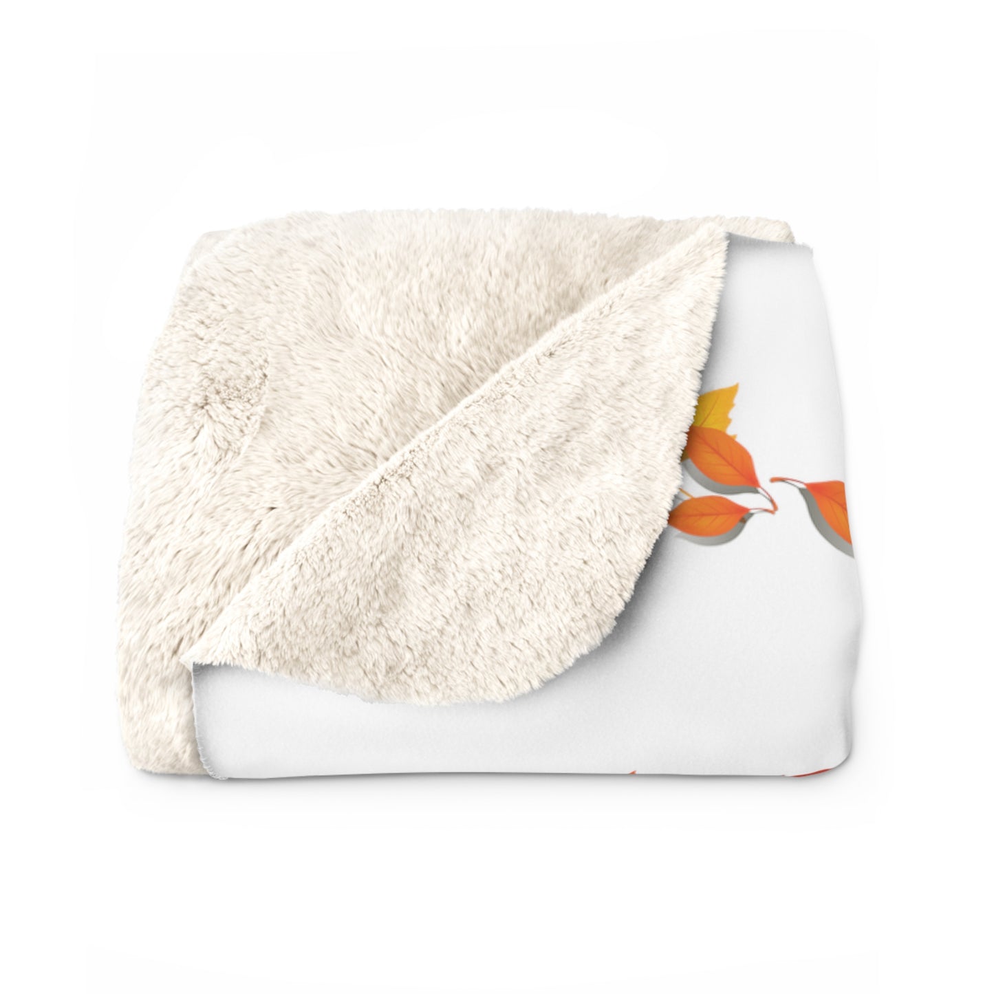 GA Ludo Leaves and pumpkin, Fleece Blanket White