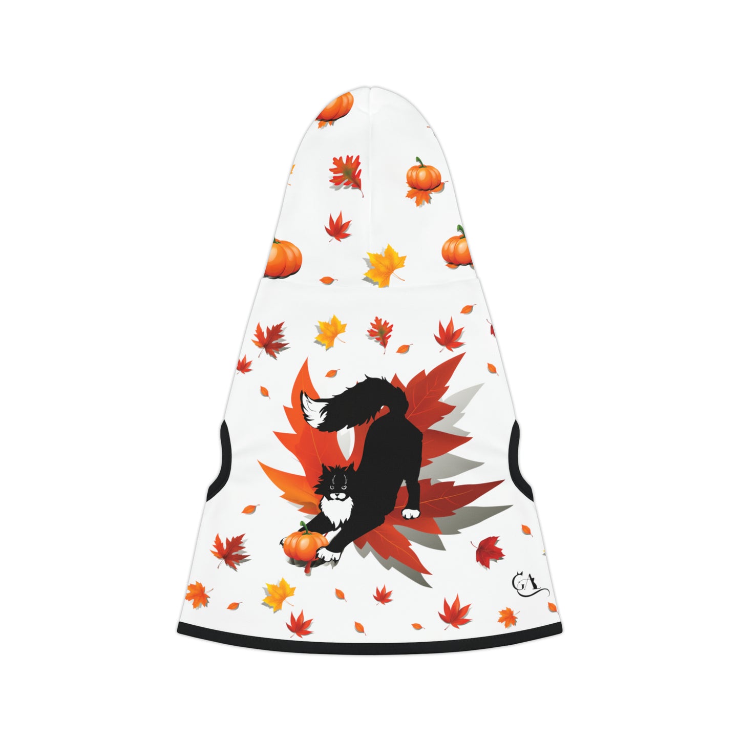 GA Ludo Leaves and Pumpkins, Pet Hoodie (White)