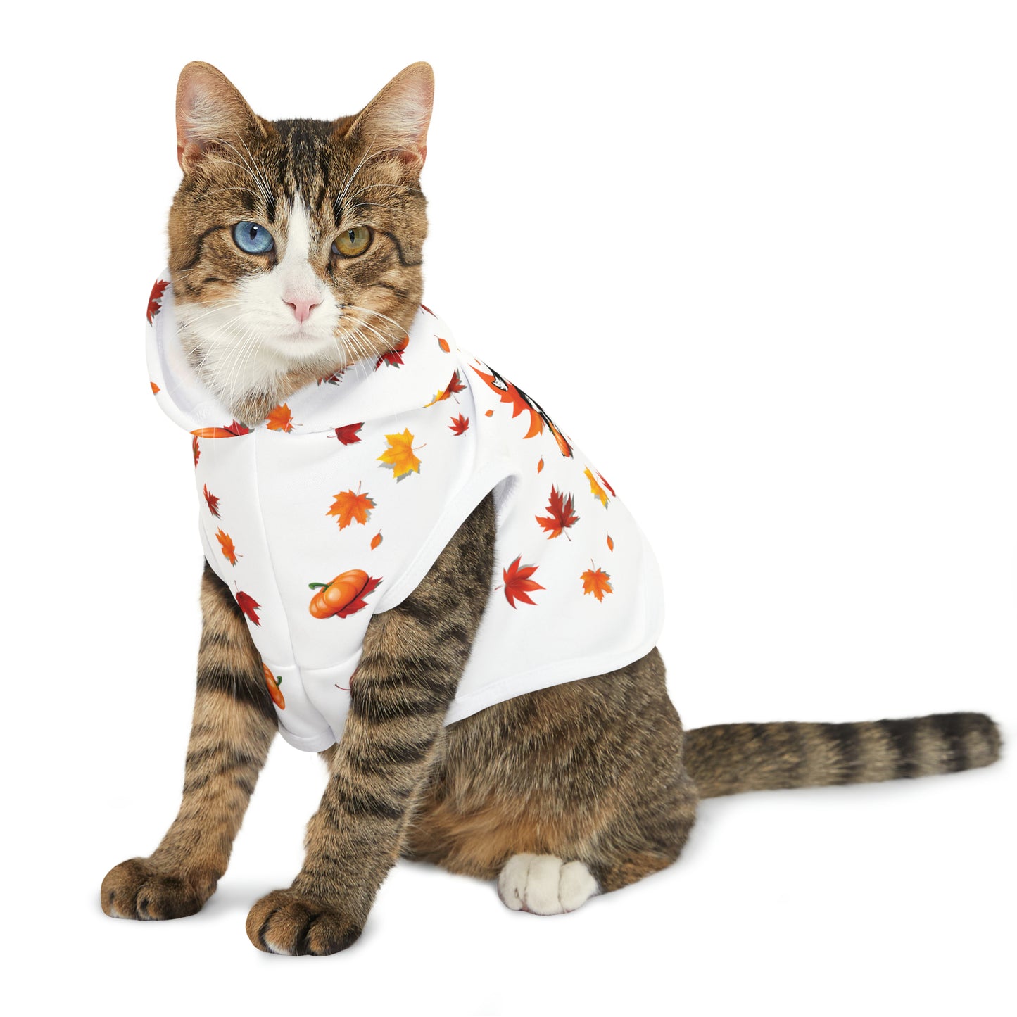 GA Ludo Leaves and Pumpkins, Pet Hoodie (Branco)