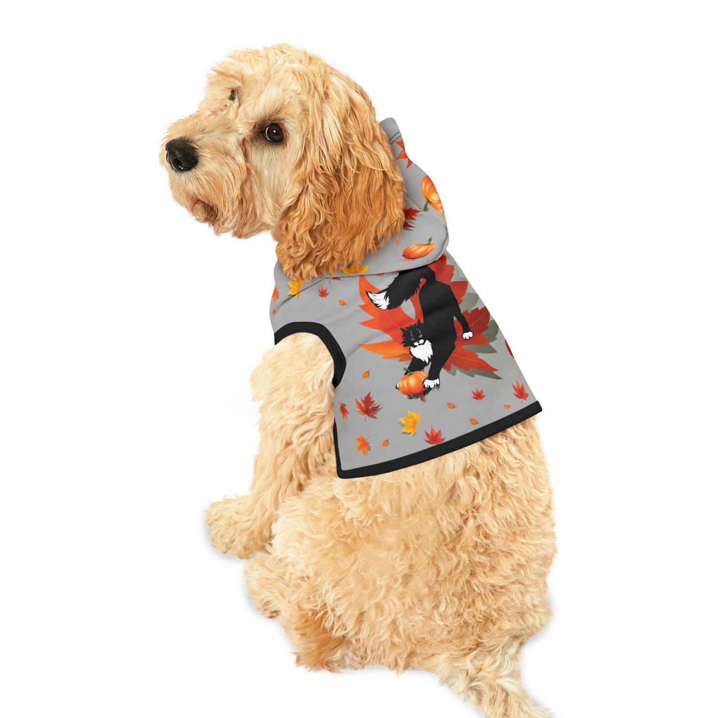 GA Ludo Leaves and Pumpkins, Pet Hoodie (Grey)