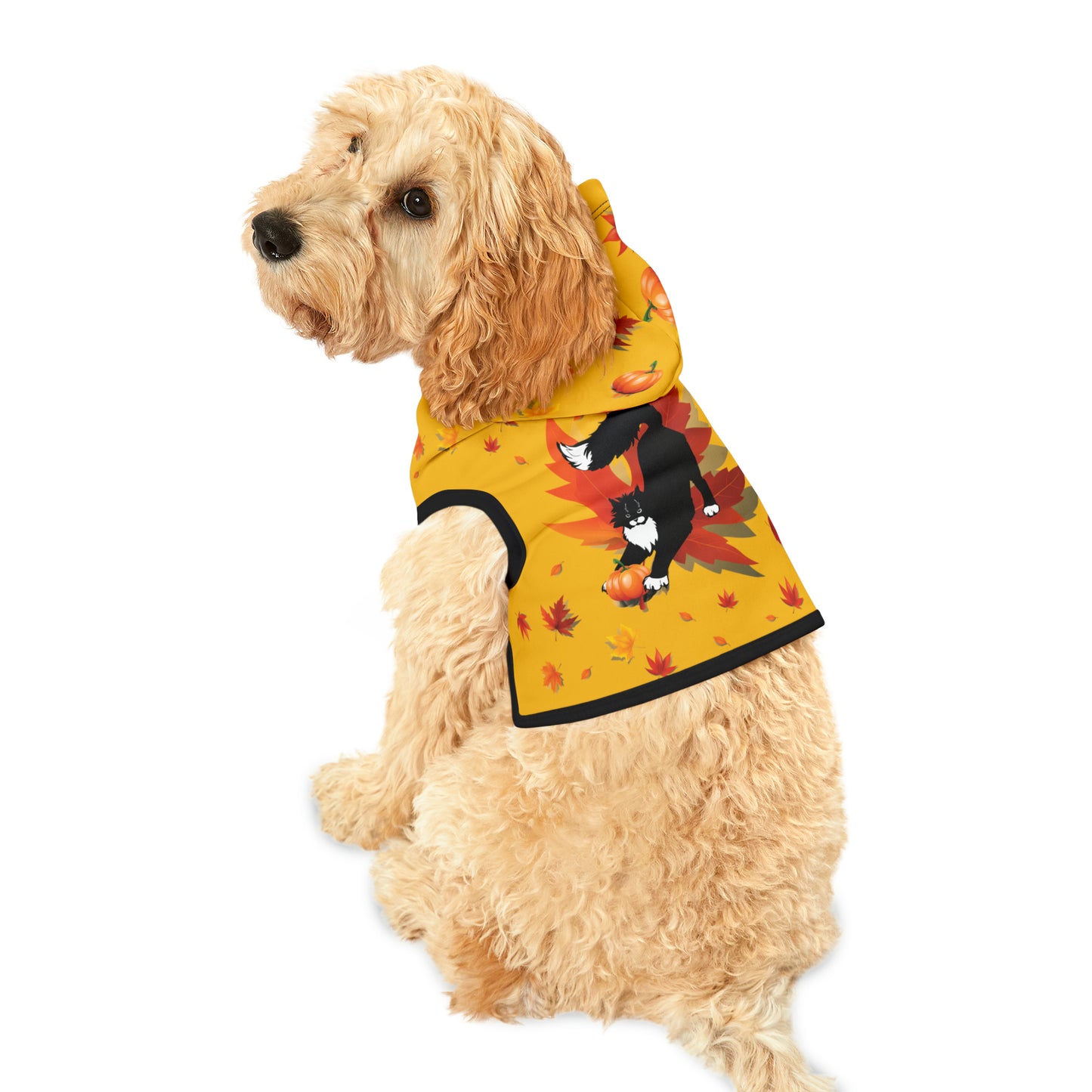 GA Ludo Leaves and Pumpkins, Pet Hoodie (Yellow)