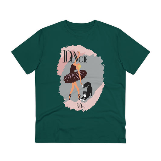 GA Elegant Ballerina and Charming Cat 100% organic  t-shirt - unisex.- A Dance of Style and Comfort