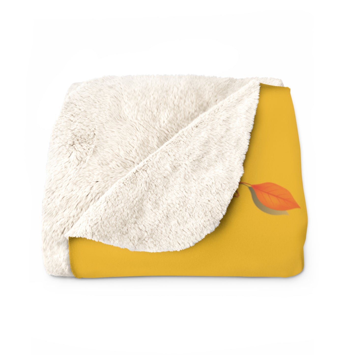 GA Ludo leaves and Pumpkin, Sherpa Fleece Blanket yellow