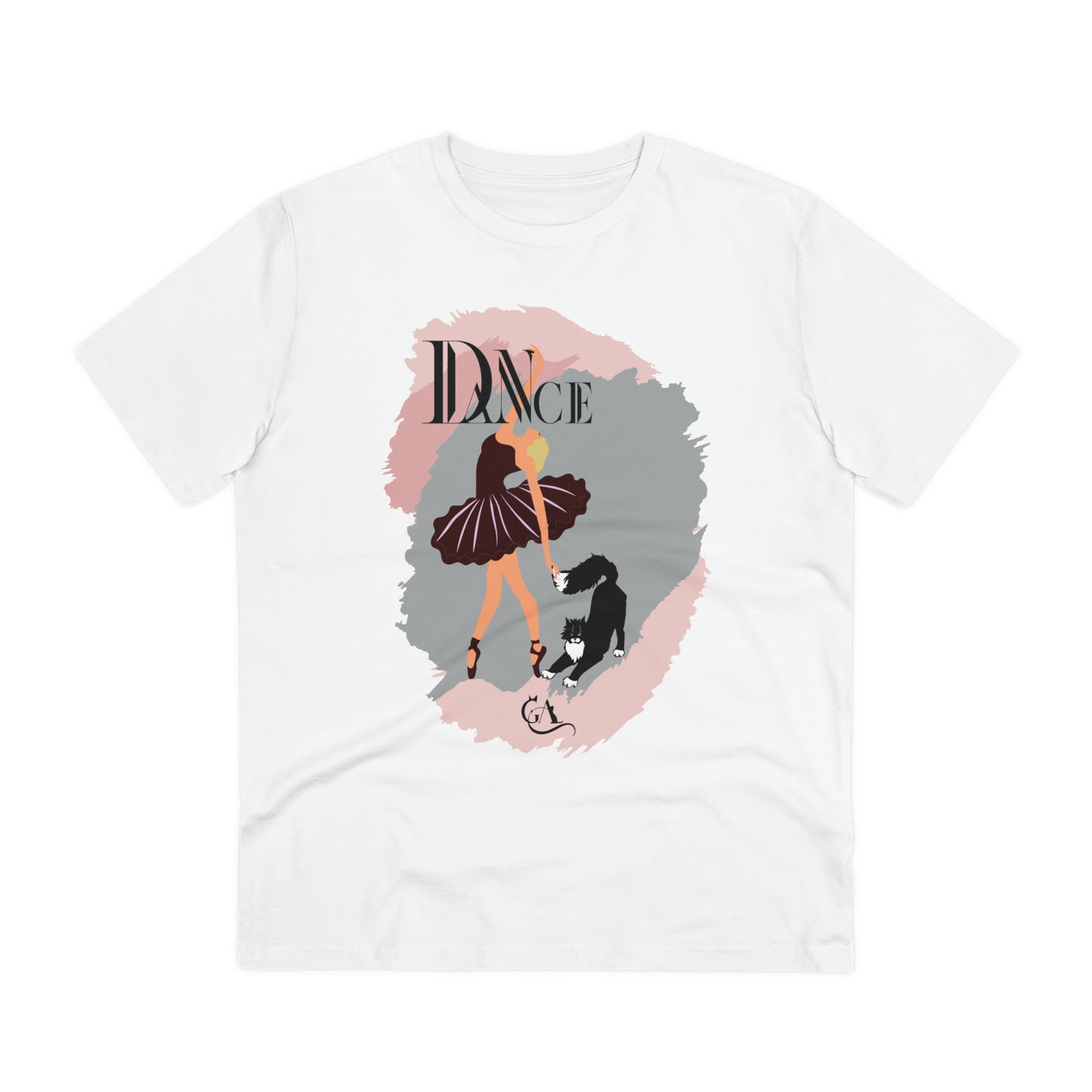 GA Elegant Ballerina and Charming Cat 100% organic  t-shirt - unisex.- A Dance of Style and Comfort