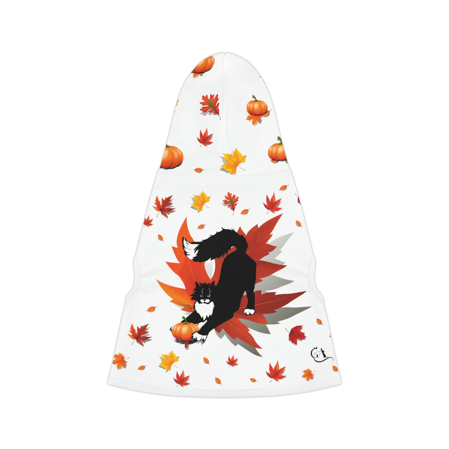 GA Ludo Leaves and Pumpkins, Pet Hoodie (White)