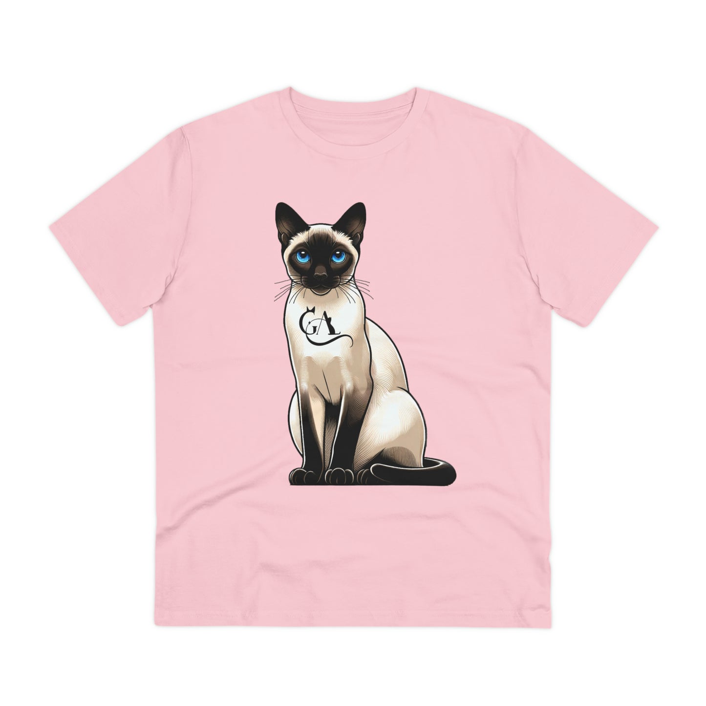 GA Enchanting Siamese Cat Illustration Tee - Captivating Design Meets Comfort- 100% organic t-shirt - unisex.