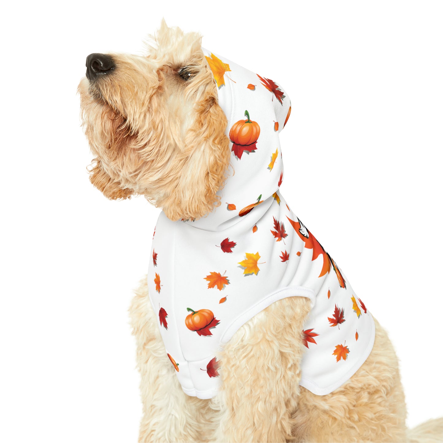 GA Ludo Leaves and Pumpkins, Pet Hoodie (Branco)