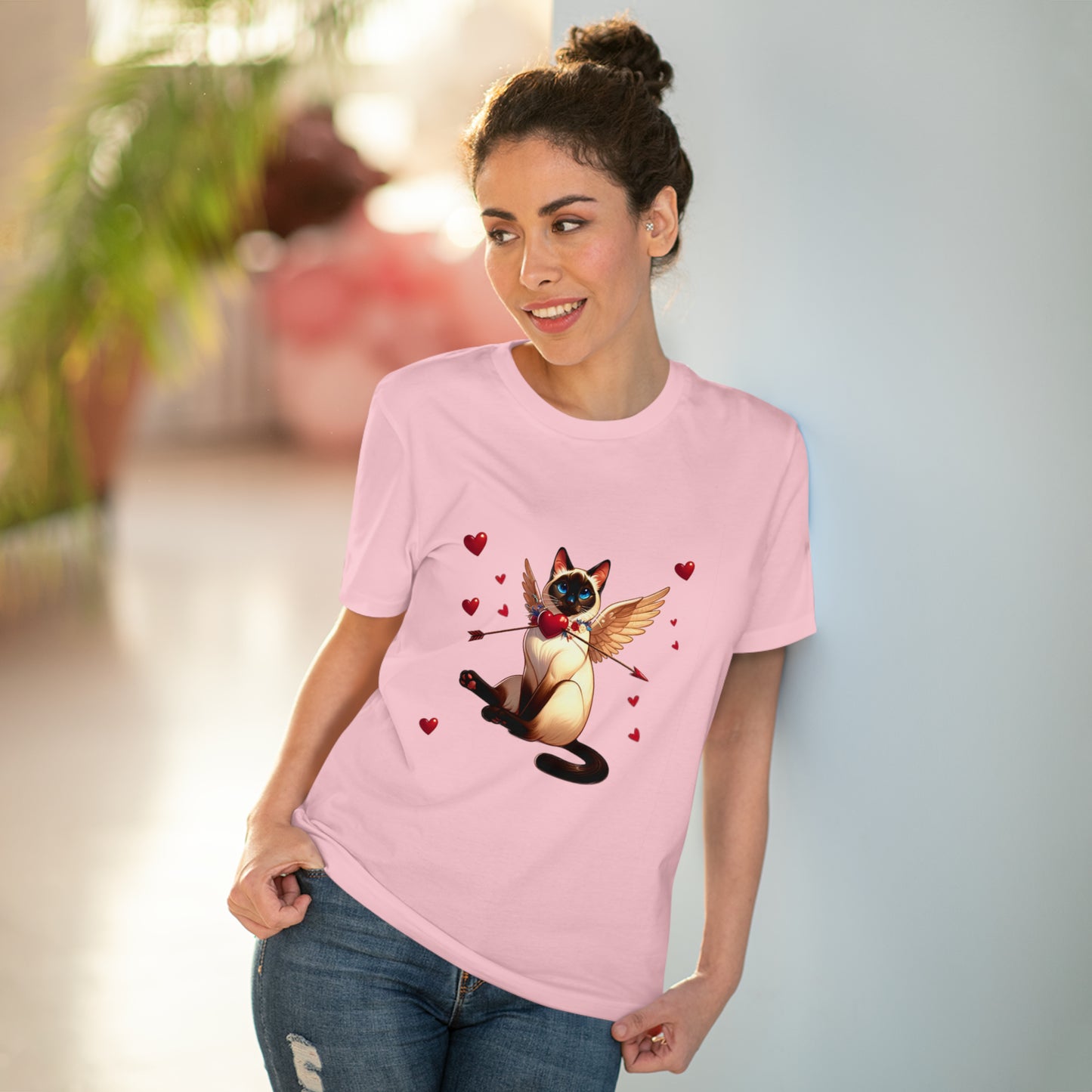 GA Cat Cupid Valentine, Organic T-shirt - Unisex