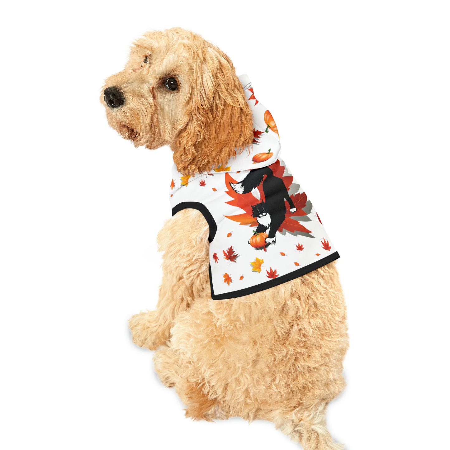 GA Ludo Leaves and Pumpkins, Pet Hoodie (White)