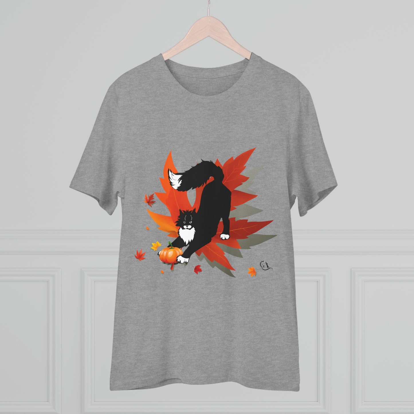 GA Cat Ludo Leaves and Pumpkins, T-shirt Organica - Unisex