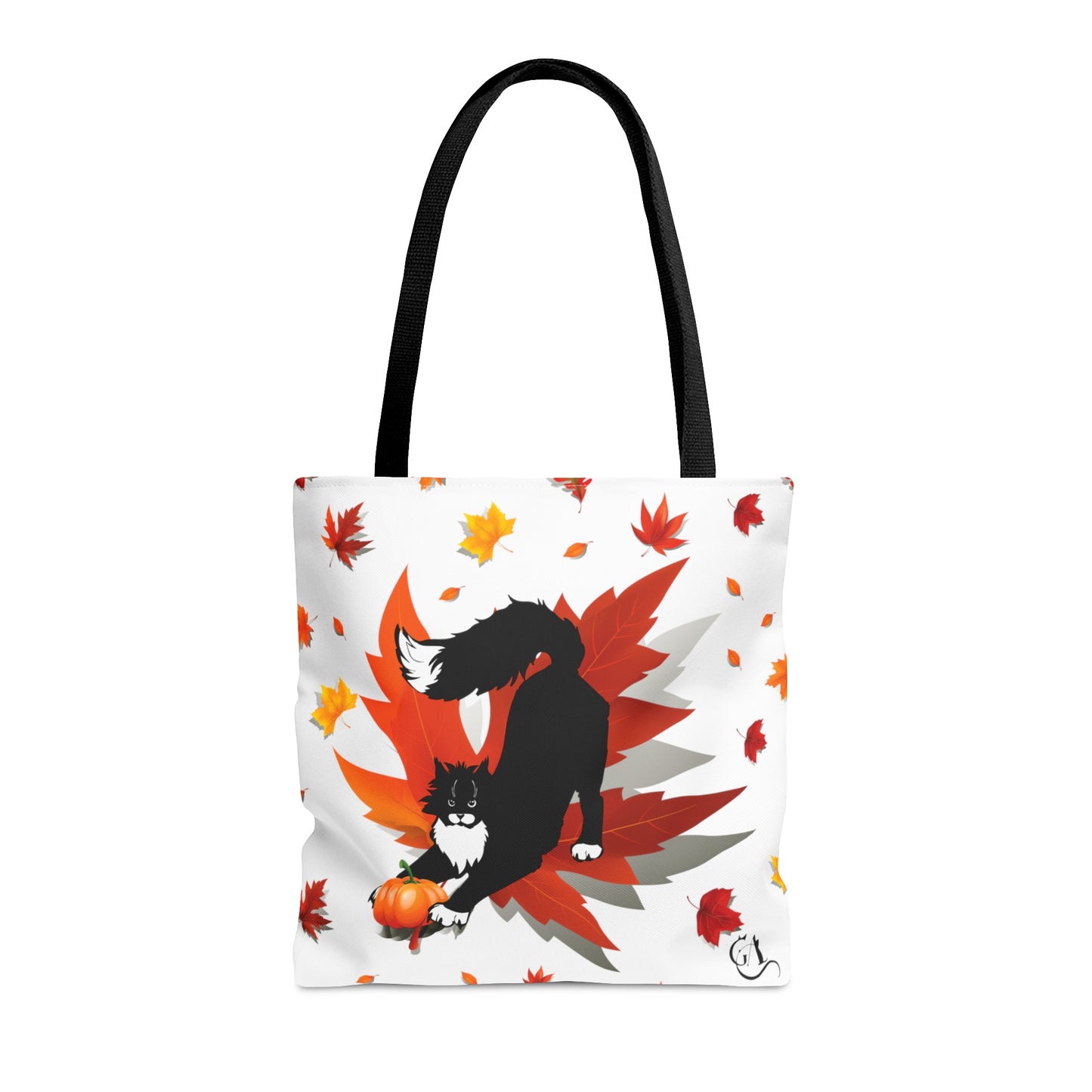 GA Cat Ludo Leaves and Pumpkins - Tote Bag white