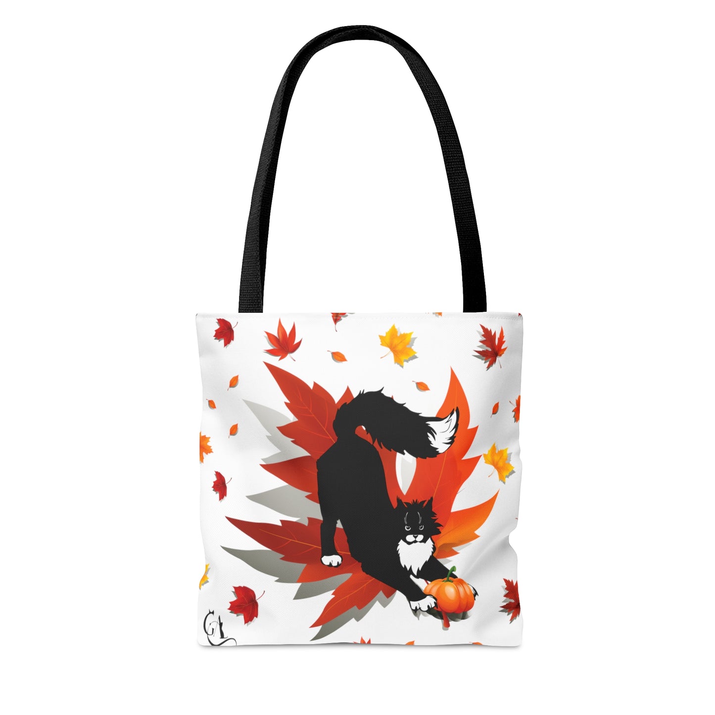 GA Cat Ludo Leaves and Pumpkins - Tote Bag white