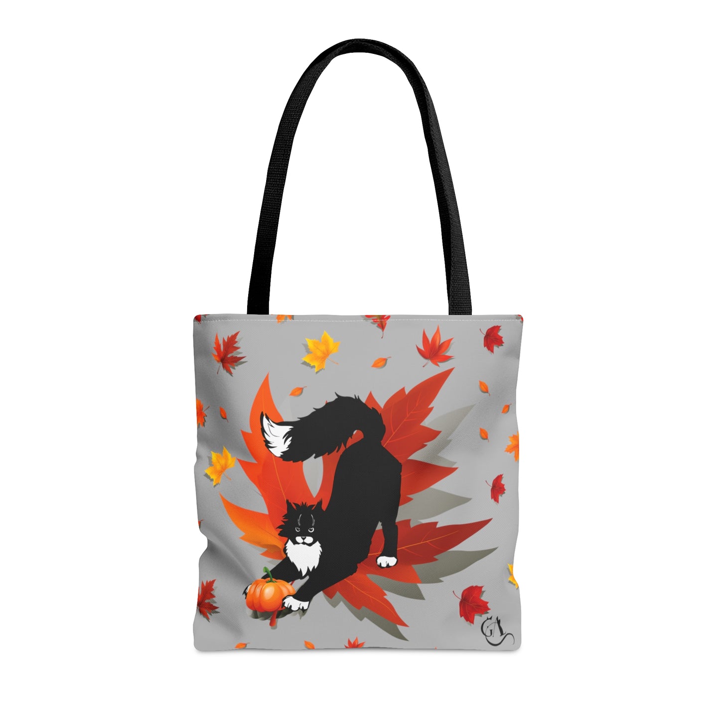 GA Cat Ludo Leaves and Pumpkin`s - Tote Bag grey