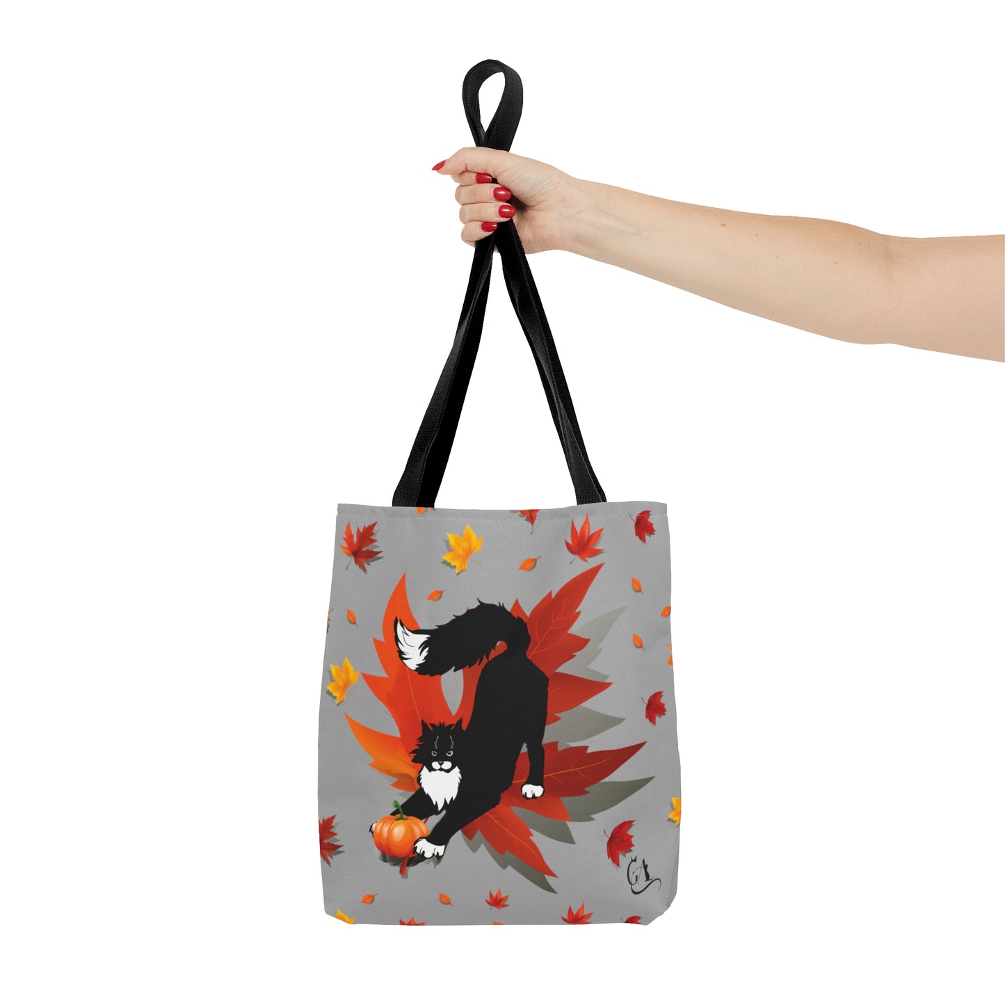 GA Cat Ludo Leaves and Pumpkin`s - Tote Bag grey