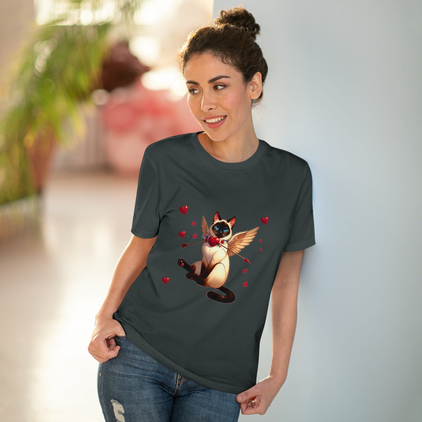 GA Cat Cupid Valentine, Organic T-shirt - Unisex