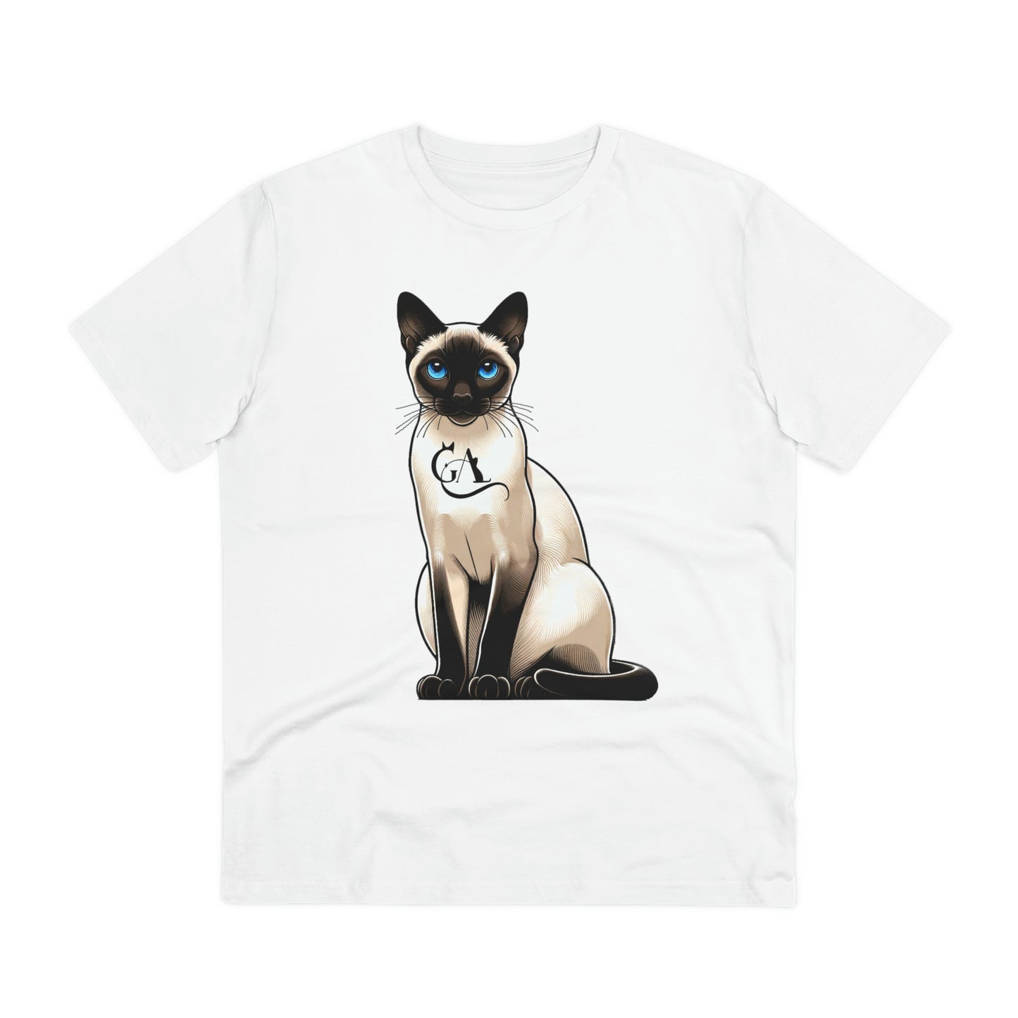 GA Enchanting Siamese Cat Illustration Tee - Captivating Design Meets Comfort- 100% organic t-shirt - unisex.