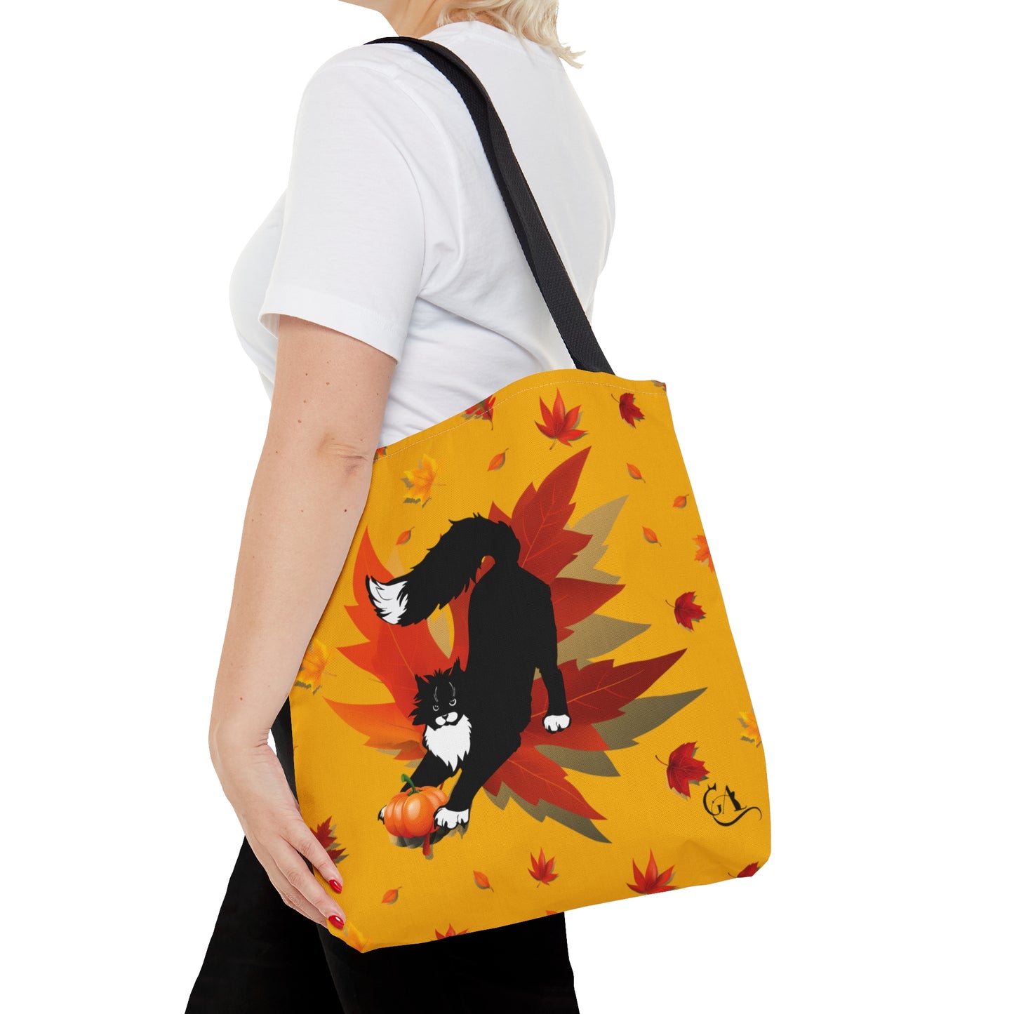 GA Cat Ludo Leaves and Pumpkin - Tote Bag