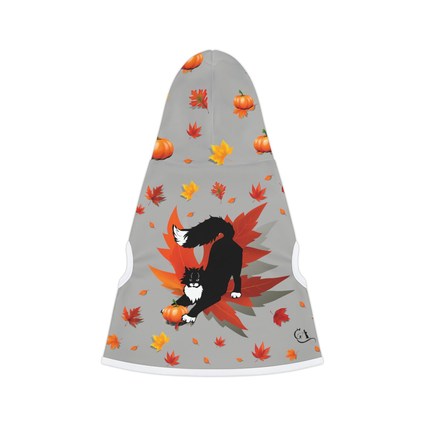 GA Ludo Leaves and Pumpkins, Pet Hoodie (Cinza) 