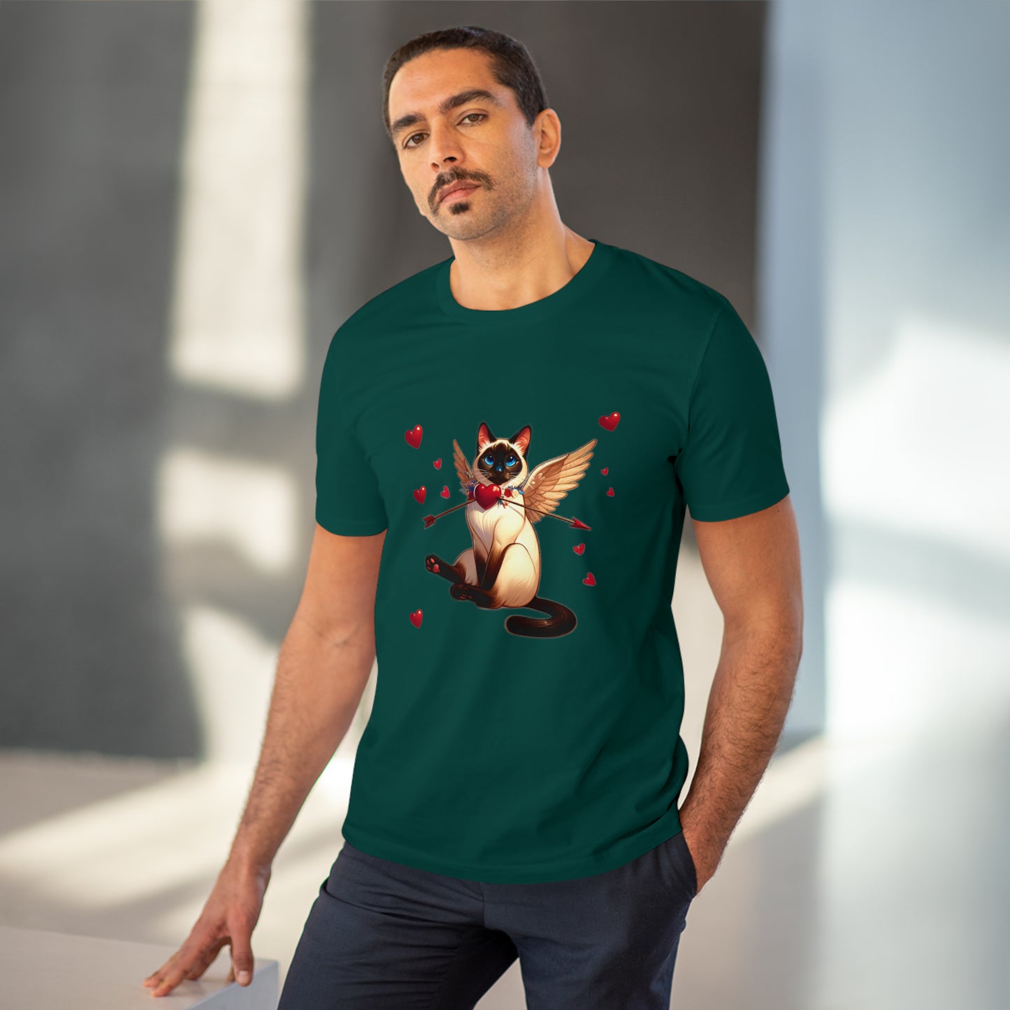 GA Cat Cupid Valentine, Organic T-shirt - Unisex