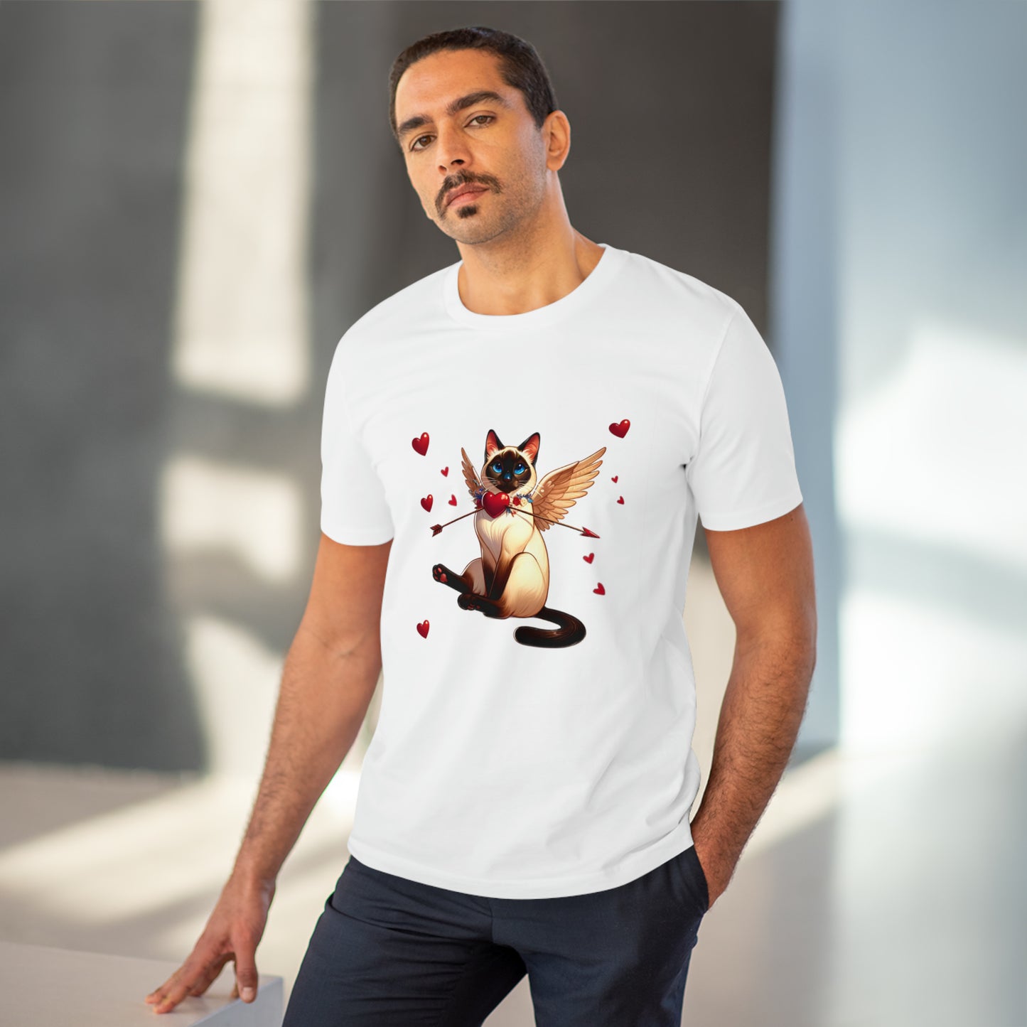 GA Cat Cupid Valentine, Organic T-shirt - Unisex