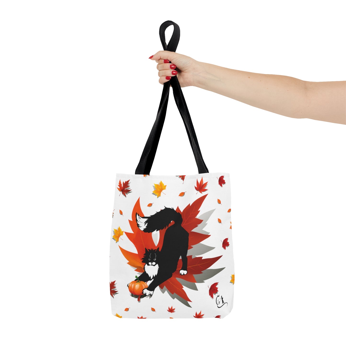 GA Cat Ludo Leaves and Pumpkins - Tote Bag white