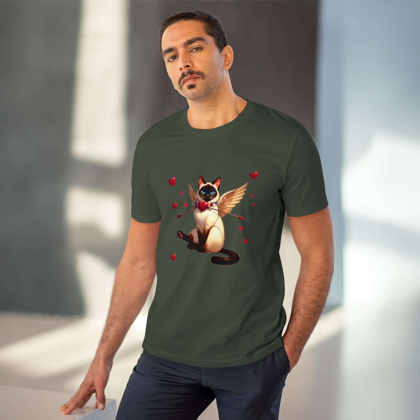 GA Cat Cupid Valentine, Organic T-shirt - Unisex