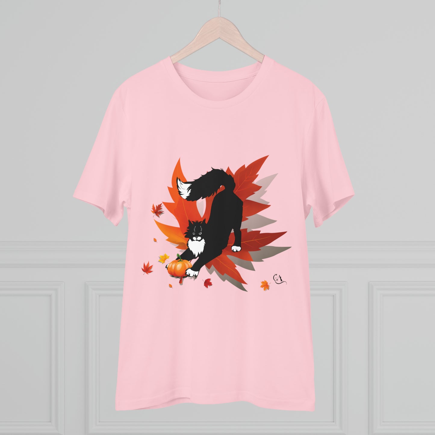 GA Cat Ludo Leaves and Pumpkins, Organic T-shirt - Unisex