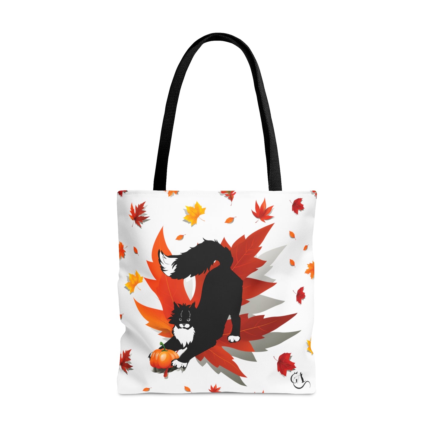 GA Cat Ludo Leaves and Pumpkins - Tote Bag white