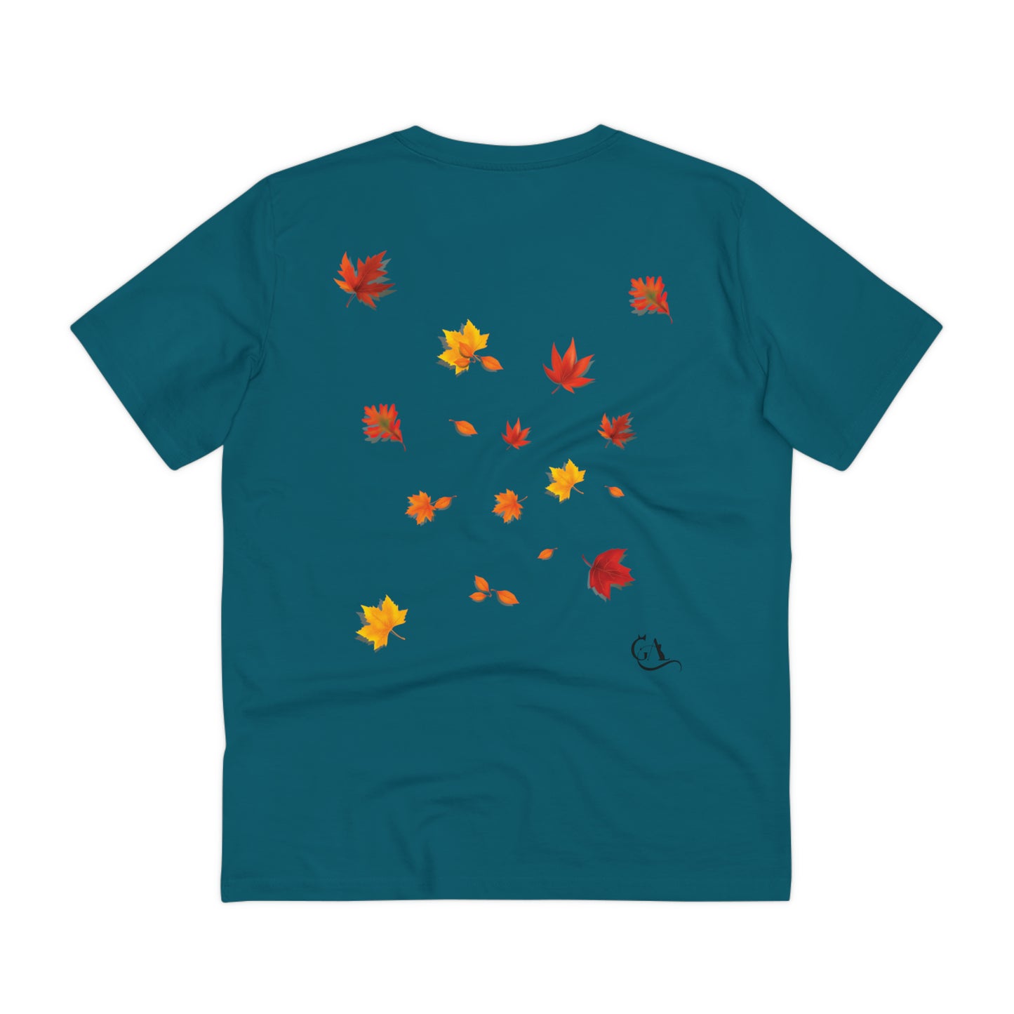 GA Cat Ludo Leaves and Pumpkins, T-shirt Organica - Unisex