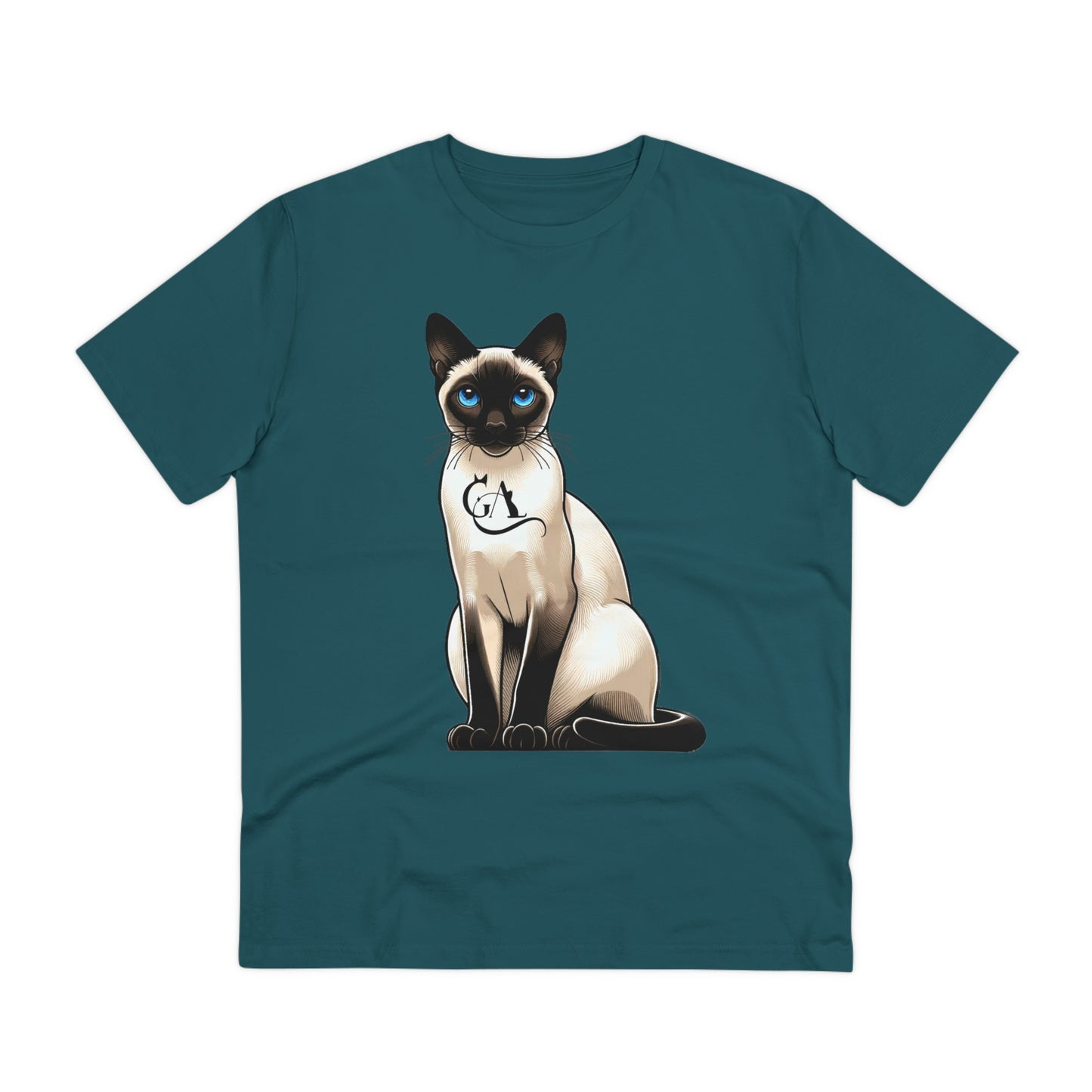 GA Enchanting Siamese Cat Illustration Tee - Captivating Design Meets Comfort- 100% organic t-shirt - unisex.