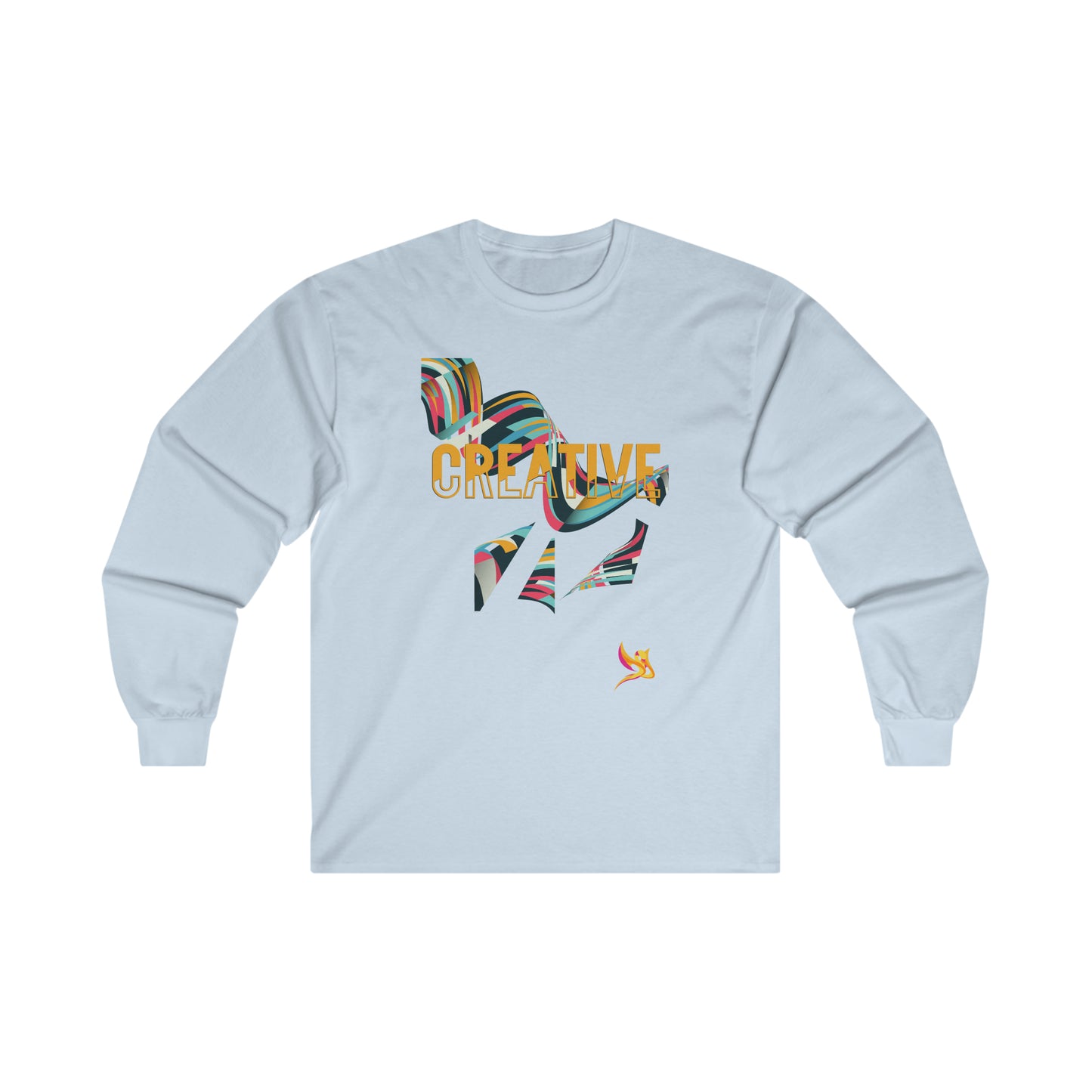 DID Yellow - Vibrant Waves and Creative Typography Cotton Long Sleeve Tee - Eco-Friendly Fashion Statement