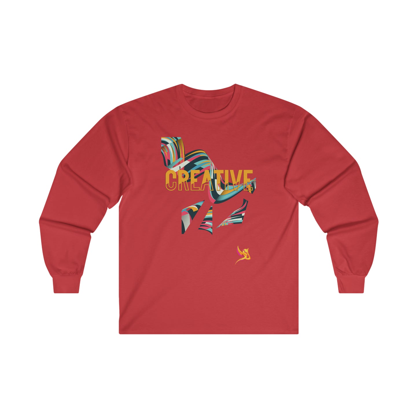 DID Yellow - Vibrant Waves and Creative Typography Cotton Long Sleeve Tee - Eco-Friendly Fashion Statement