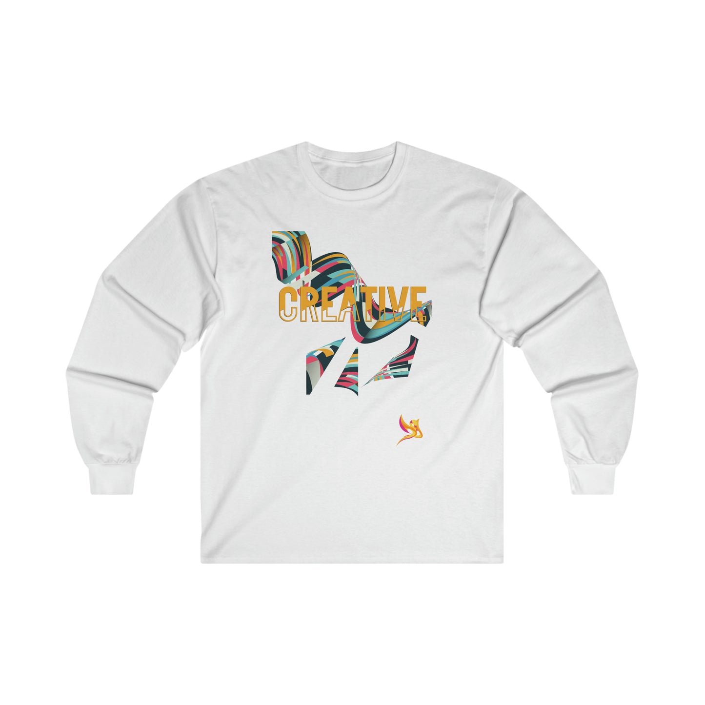 DID Yellow - Vibrant Waves and Creative Typography Cotton Long Sleeve Tee - Eco-Friendly Fashion Statement