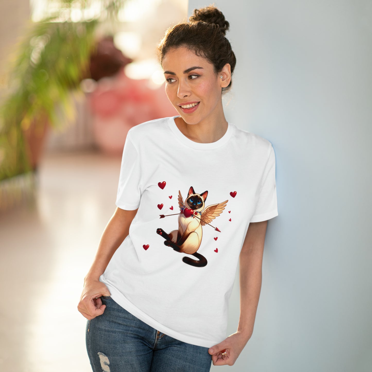 GA Cat Cupid Valentine, Organic T-shirt - Unisex