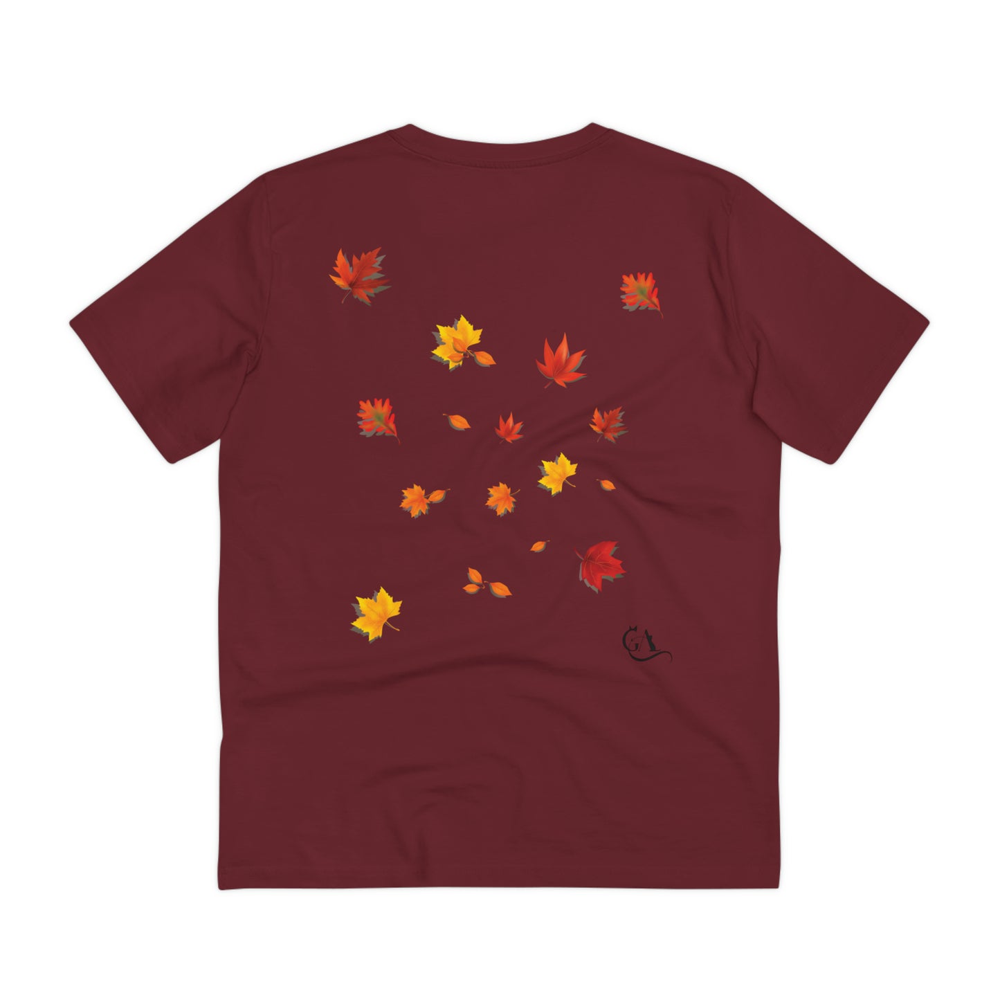 GA Cat Ludo Leaves and Pumpkins, T-shirt Organica - Unisex