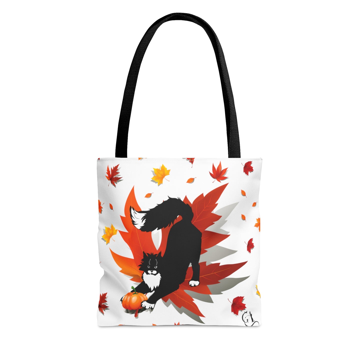 GA Cat Ludo Leaves and Pumpkins - Tote Bag white