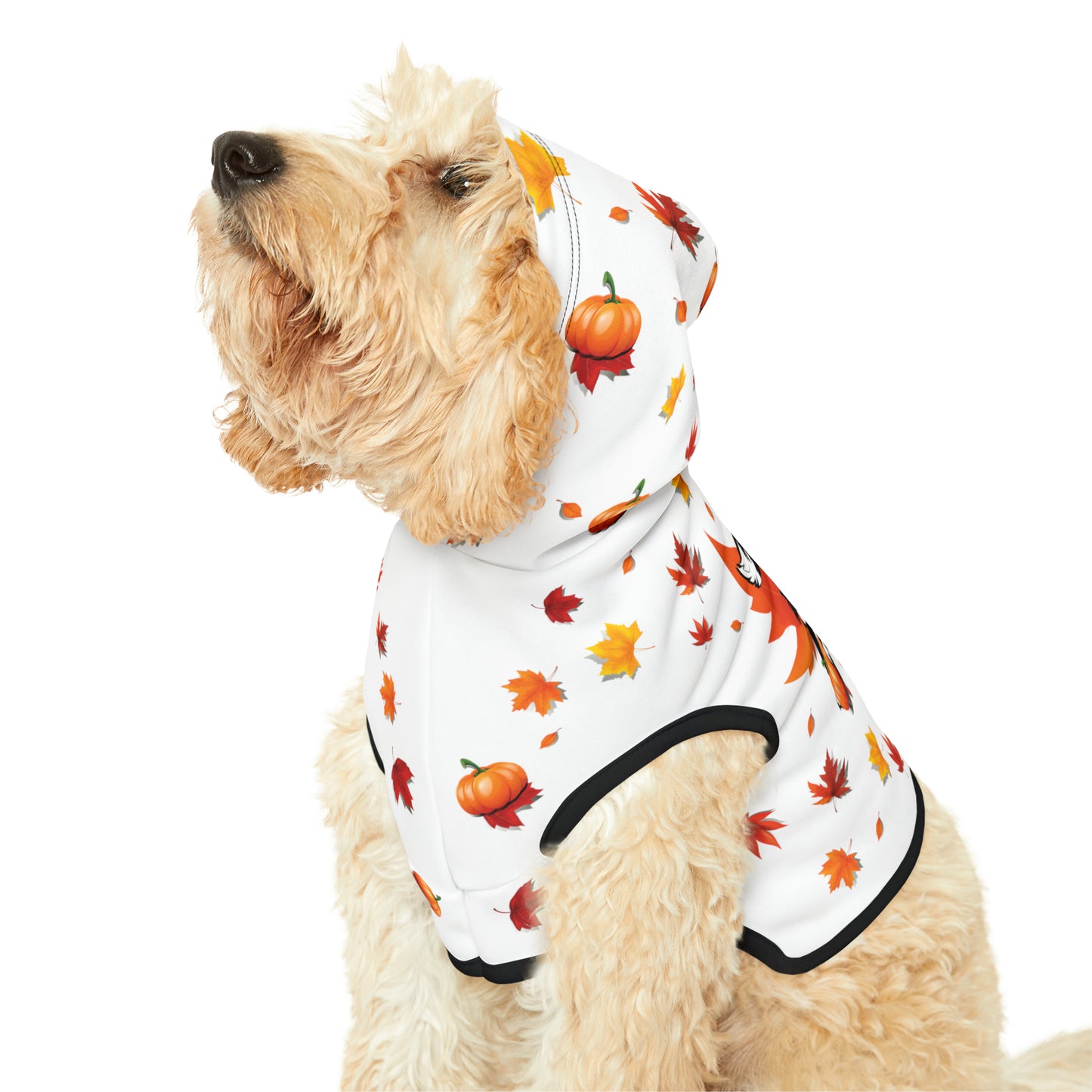 GA Ludo Leaves and Pumpkins, Pet Hoodie (Branco)