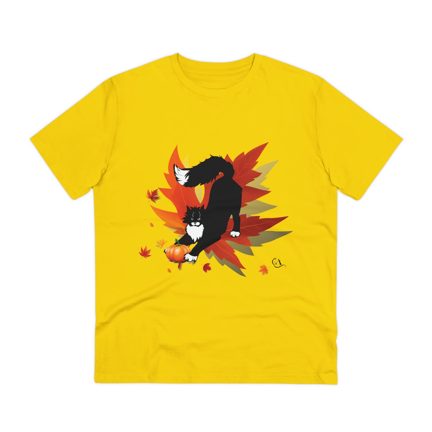 GA Cat Ludo Leaves and Pumpkins, Organic T-shirt - Unisex