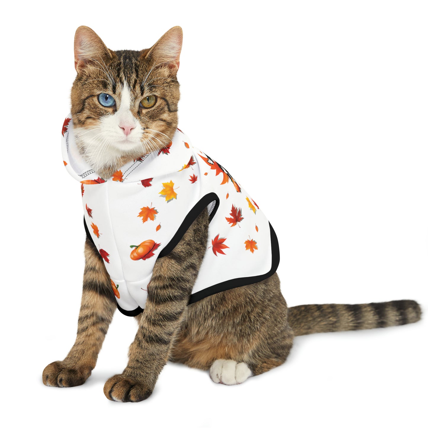 GA Ludo Leaves and Pumpkins, Pet Hoodie (Branco)